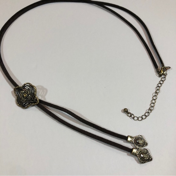 27” Brown Leather Necklace with Sliding Charm - Picture 4 of 6